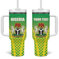 Custom Nigeria Cricket Tumbler With Handle Come On Yellow Greens - Wonder Print Shop