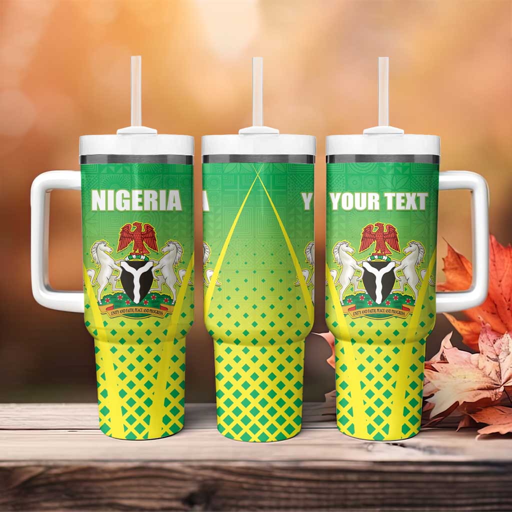 Custom Nigeria Cricket Tumbler With Handle Come On Yellow Greens - Wonder Print Shop