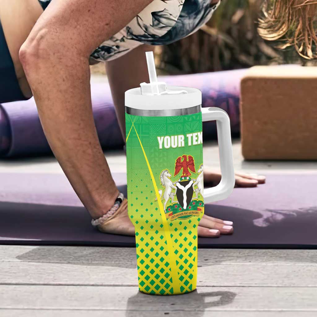 Custom Nigeria Cricket Tumbler With Handle Come On Yellow Greens - Wonder Print Shop