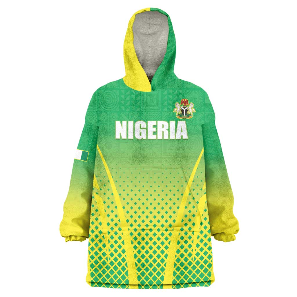 Custom Nigeria Cricket Wearable Blanket Hoodie Come On Yellow Greens - Wonder Print Shop