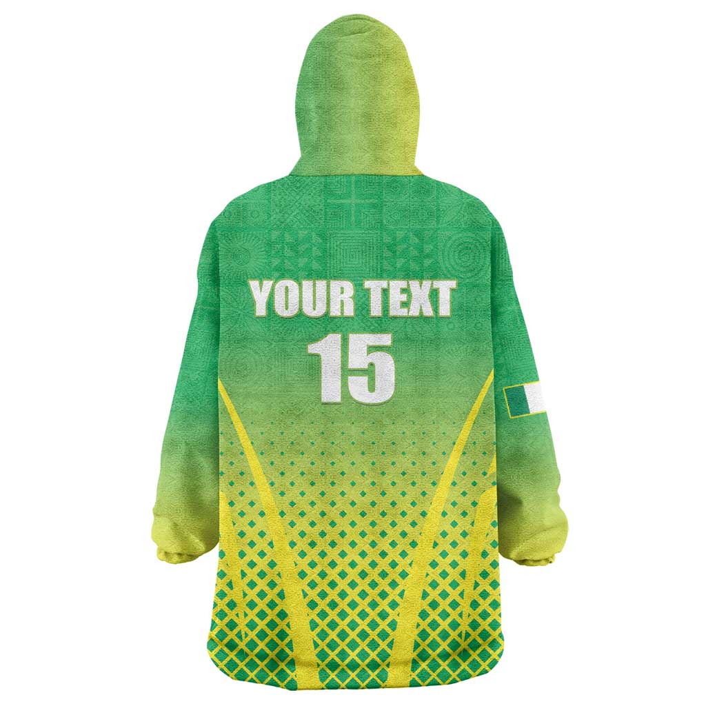 Custom Nigeria Cricket Wearable Blanket Hoodie Come On Yellow Greens - Wonder Print Shop