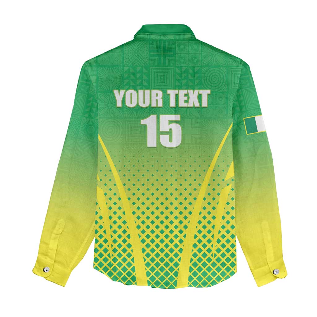 Custom Nigeria Cricket Women Casual Shirt Come On Yellow Greens - Wonder Print Shop
