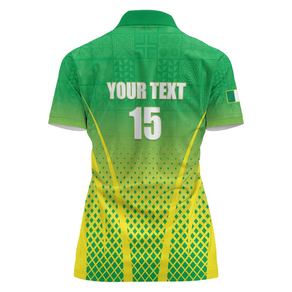 Custom Nigeria Cricket Women Polo Shirt Come On Yellow Greens - Wonder Print Shop