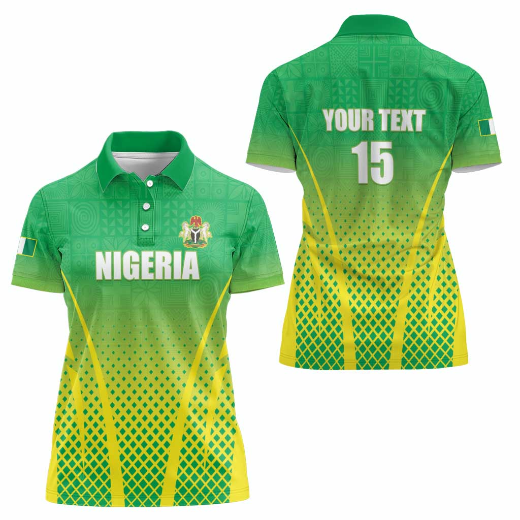 Custom Nigeria Cricket Women Polo Shirt Come On Yellow Greens - Wonder Print Shop
