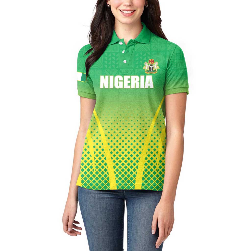 Custom Nigeria Cricket Women Polo Shirt Come On Yellow Greens - Wonder Print Shop