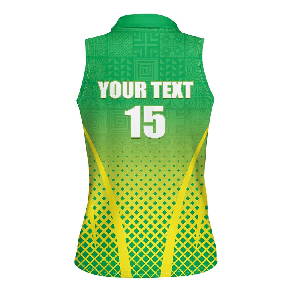 Custom Nigeria Cricket Women Sleeveless Polo Shirt Come On Yellow Greens - Wonder Print Shop
