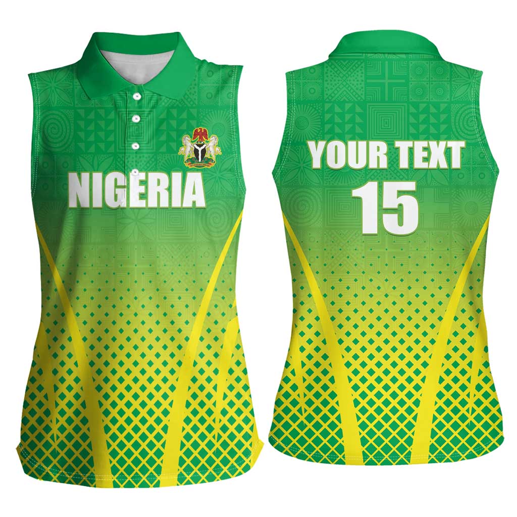 Custom Nigeria Cricket Women Sleeveless Polo Shirt Come On Yellow Greens - Wonder Print Shop