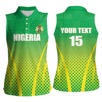 Custom Nigeria Cricket Women Sleeveless Polo Shirt Come On Yellow Greens - Wonder Print Shop