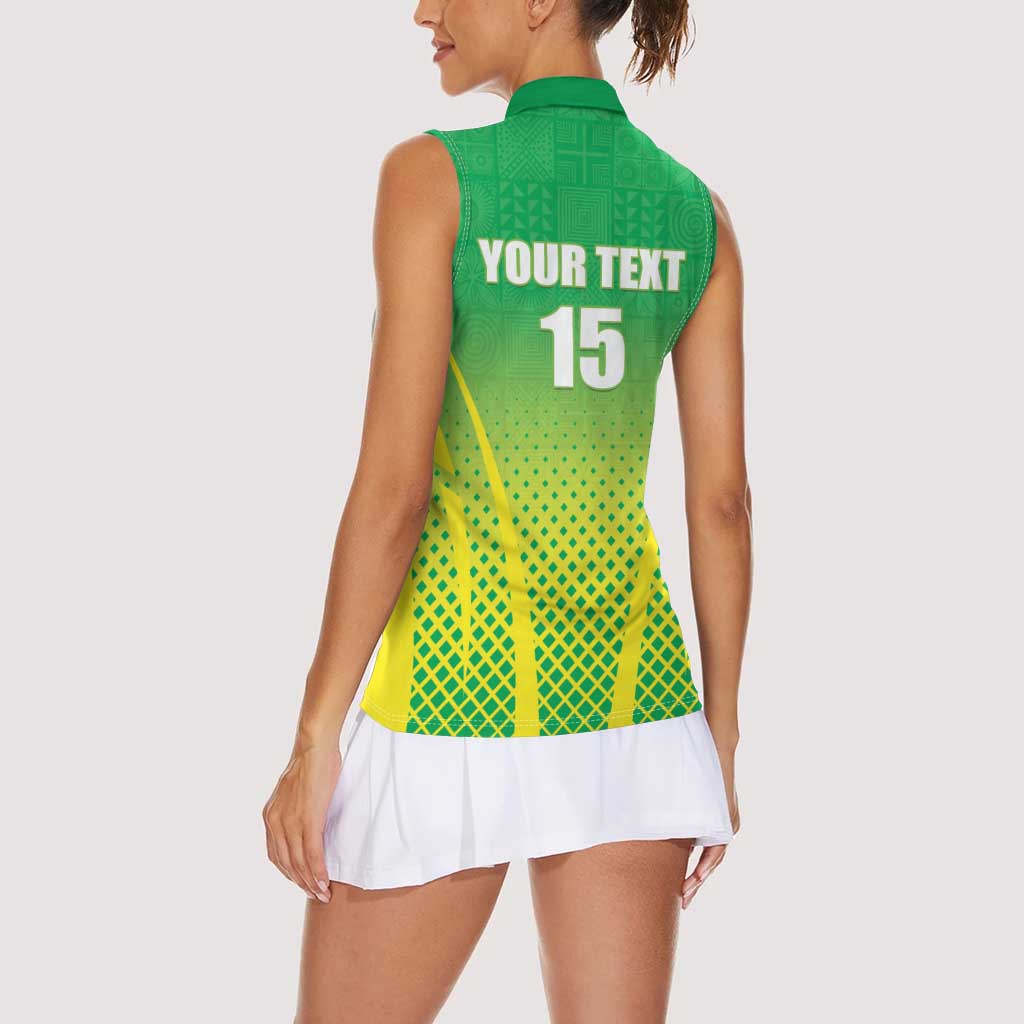 Custom Nigeria Cricket Women Sleeveless Polo Shirt Come On Yellow Greens - Wonder Print Shop