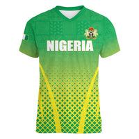 Custom Nigeria Cricket Women V-Neck T-Shirt Come On Yellow Greens - Wonder Print Shop