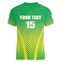 Custom Nigeria Cricket Women V-Neck T-Shirt Come On Yellow Greens - Wonder Print Shop