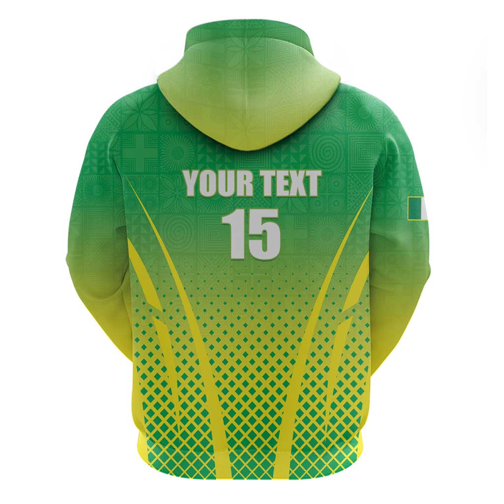 Custom Nigeria Cricket Zip Hoodie Come On Yellow Greens - Wonder Print Shop