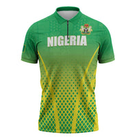 Custom Nigeria Cricket Zipper Polo Shirt Come On Yellow Greens - Wonder Print Shop