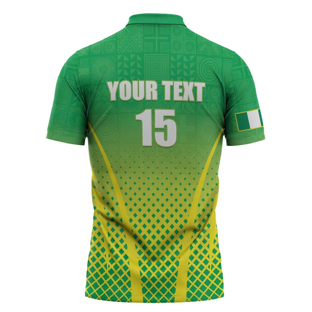Custom Nigeria Cricket Zipper Polo Shirt Come On Yellow Greens - Wonder Print Shop