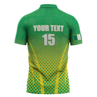 Custom Nigeria Cricket Zipper Polo Shirt Come On Yellow Greens - Wonder Print Shop