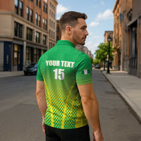 Custom Nigeria Cricket Zipper Polo Shirt Come On Yellow Greens - Wonder Print Shop