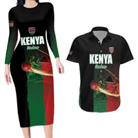 Custom Kenya Cricket Couples Matching Long Sleeve Bodycon Dress and Hawaiian Shirt Go Simbas Go - Wonder Print Shop