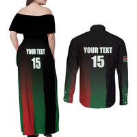 Custom Kenya Cricket Couples Matching Off Shoulder Maxi Dress and Long Sleeve Button Shirt Go Simbas Go - Wonder Print Shop