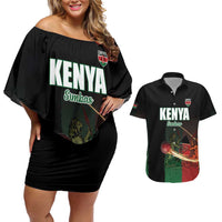 Custom Kenya Cricket Couples Matching Off Shoulder Short Dress and Hawaiian Shirt Go Simbas Go - Wonder Print Shop