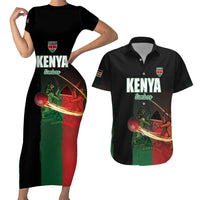 Custom Kenya Cricket Couples Matching Short Sleeve Bodycon Dress and Hawaiian Shirt Go Simbas Go - Wonder Print Shop