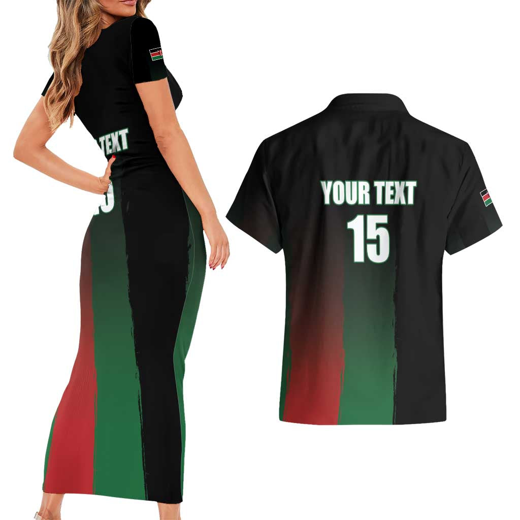 Custom Kenya Cricket Couples Matching Short Sleeve Bodycon Dress and Hawaiian Shirt Go Simbas Go - Wonder Print Shop