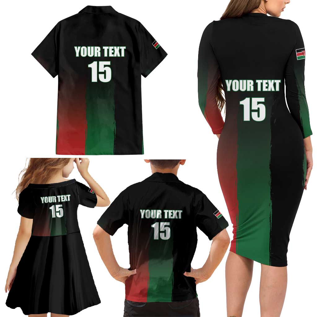 Custom Kenya Cricket Family Matching Long Sleeve Bodycon Dress and Hawaiian Shirt Go Simbas Go - Wonder Print Shop