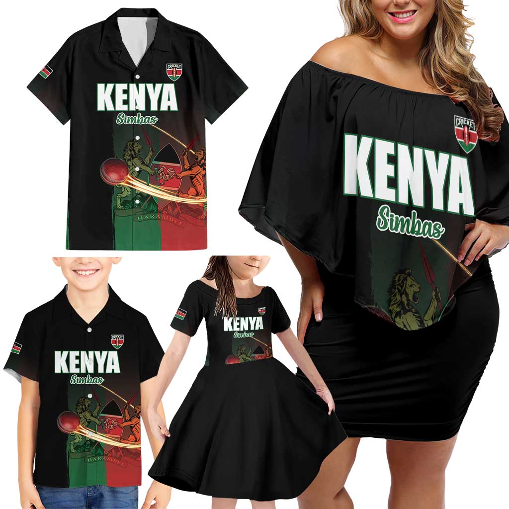 Custom Kenya Cricket Family Matching Off Shoulder Short Dress and Hawaiian Shirt Go Simbas Go - Wonder Print Shop