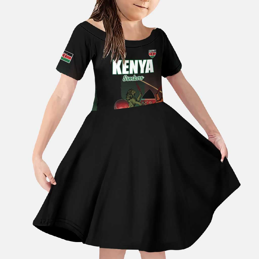 Custom Kenya Cricket Family Matching Short Sleeve Bodycon Dress and Hawaiian Shirt Go Simbas Go - Wonder Print Shop