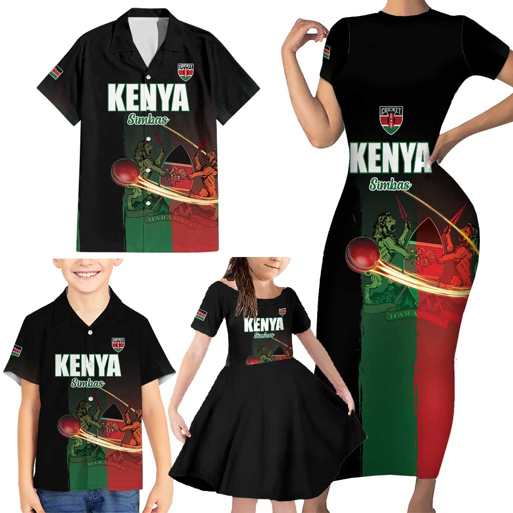 Custom Kenya Cricket Family Matching Short Sleeve Bodycon Dress and Hawaiian Shirt Go Simbas Go - Wonder Print Shop