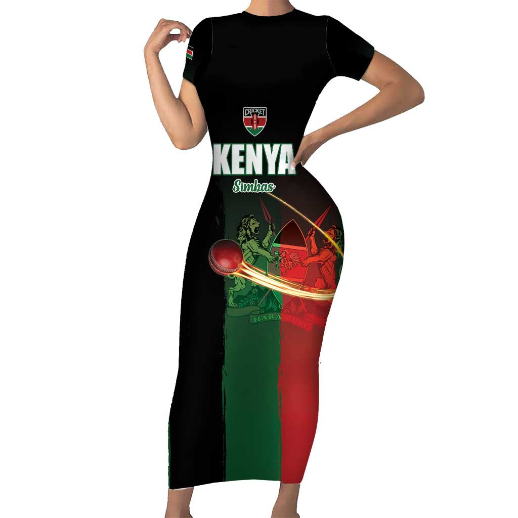 Custom Kenya Cricket Family Matching Short Sleeve Bodycon Dress and Hawaiian Shirt Go Simbas Go - Wonder Print Shop