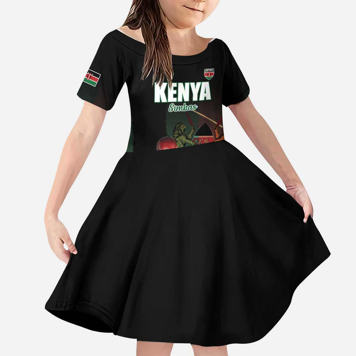 Custom Kenya Cricket Kid Short Sleeve Dress Go Simbas Go - Wonder Print Shop