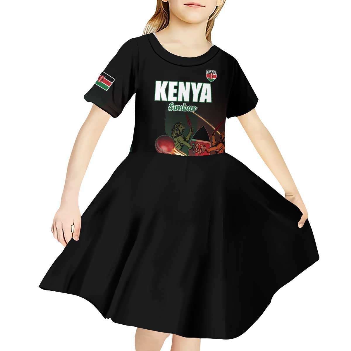 Custom Kenya Cricket Kid Short Sleeve Dress Go Simbas Go - Wonder Print Shop