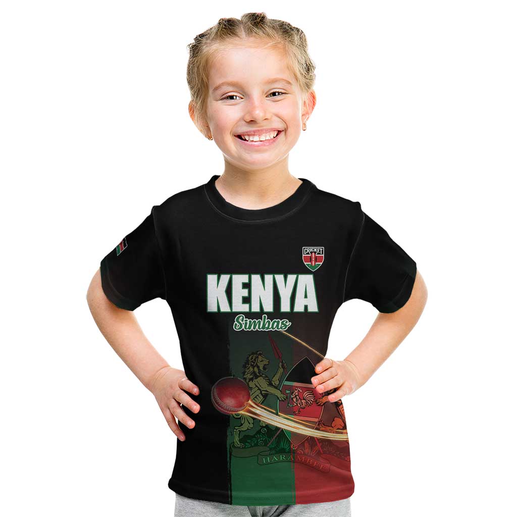 Custom Kenya Cricket Kid T Shirt Go Simbas Go - Wonder Print Shop