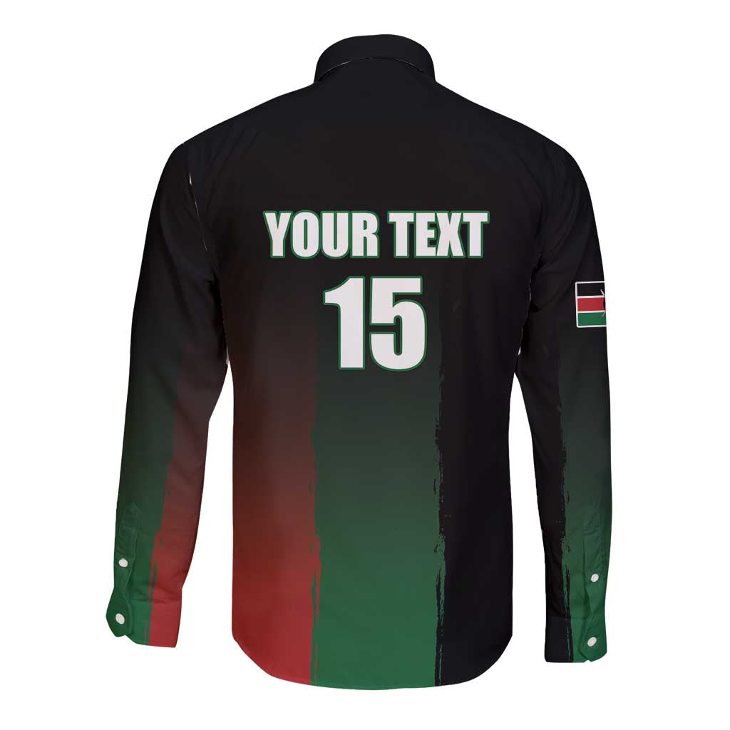 Custom Kenya Cricket Long Sleeve Button Shirt Go Simbas Go - Wonder Print Shop