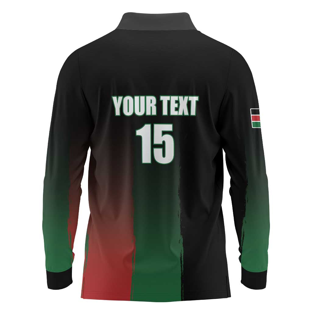 Custom Kenya Cricket Long Sleeve Polo Shirt Go Simbas Go - Wonder Print Shop