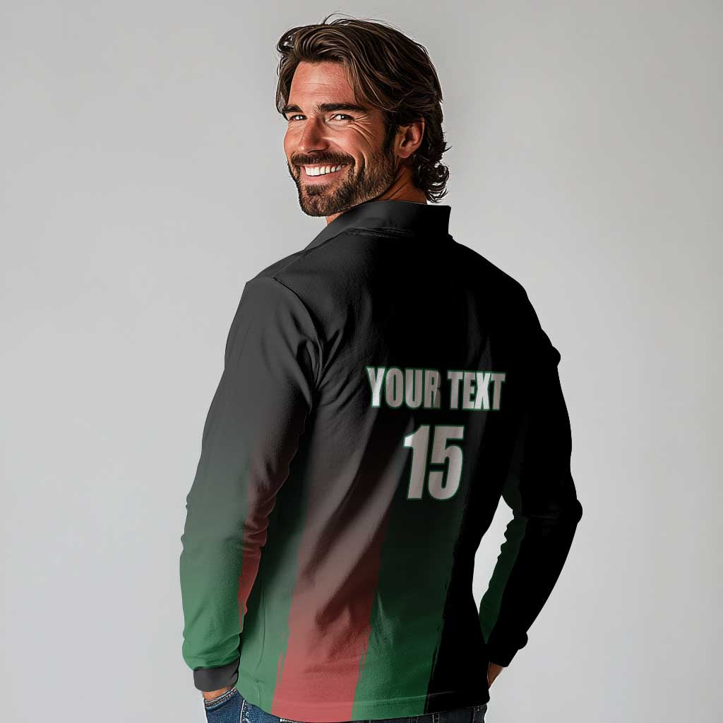 Custom Kenya Cricket Long Sleeve Polo Shirt Go Simbas Go - Wonder Print Shop
