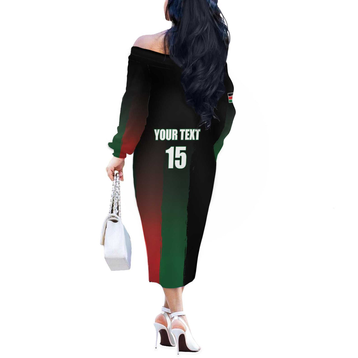 Custom Kenya Cricket Off The Shoulder Long Sleeve Dress Go Simbas Go - Wonder Print Shop