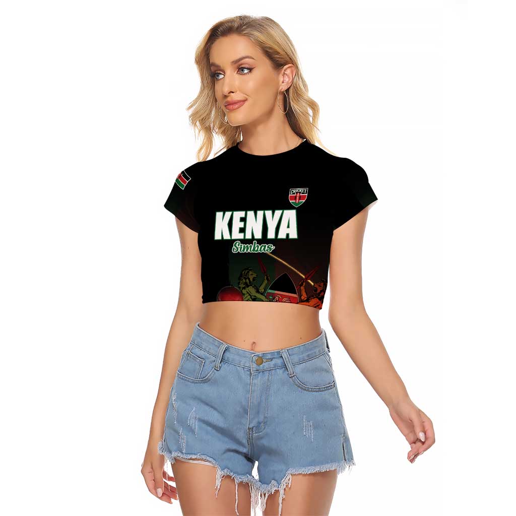 Custom Kenya Cricket Raglan Cropped T Shirt Go Simbas Go - Wonder Print Shop