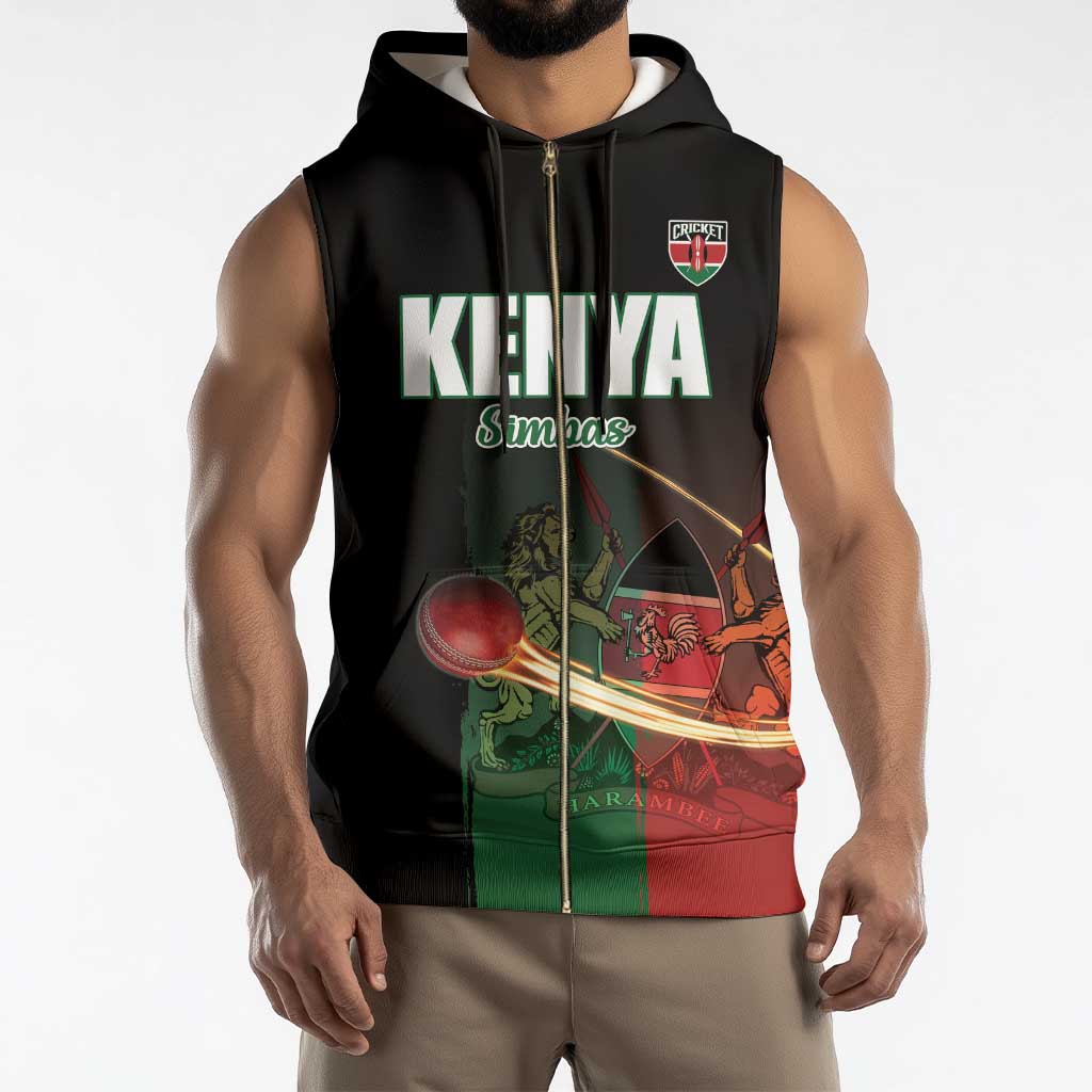 Kenya Cricket Sleeveless Zip Hoodie Go Simbas Go - Wonder Print Shop
