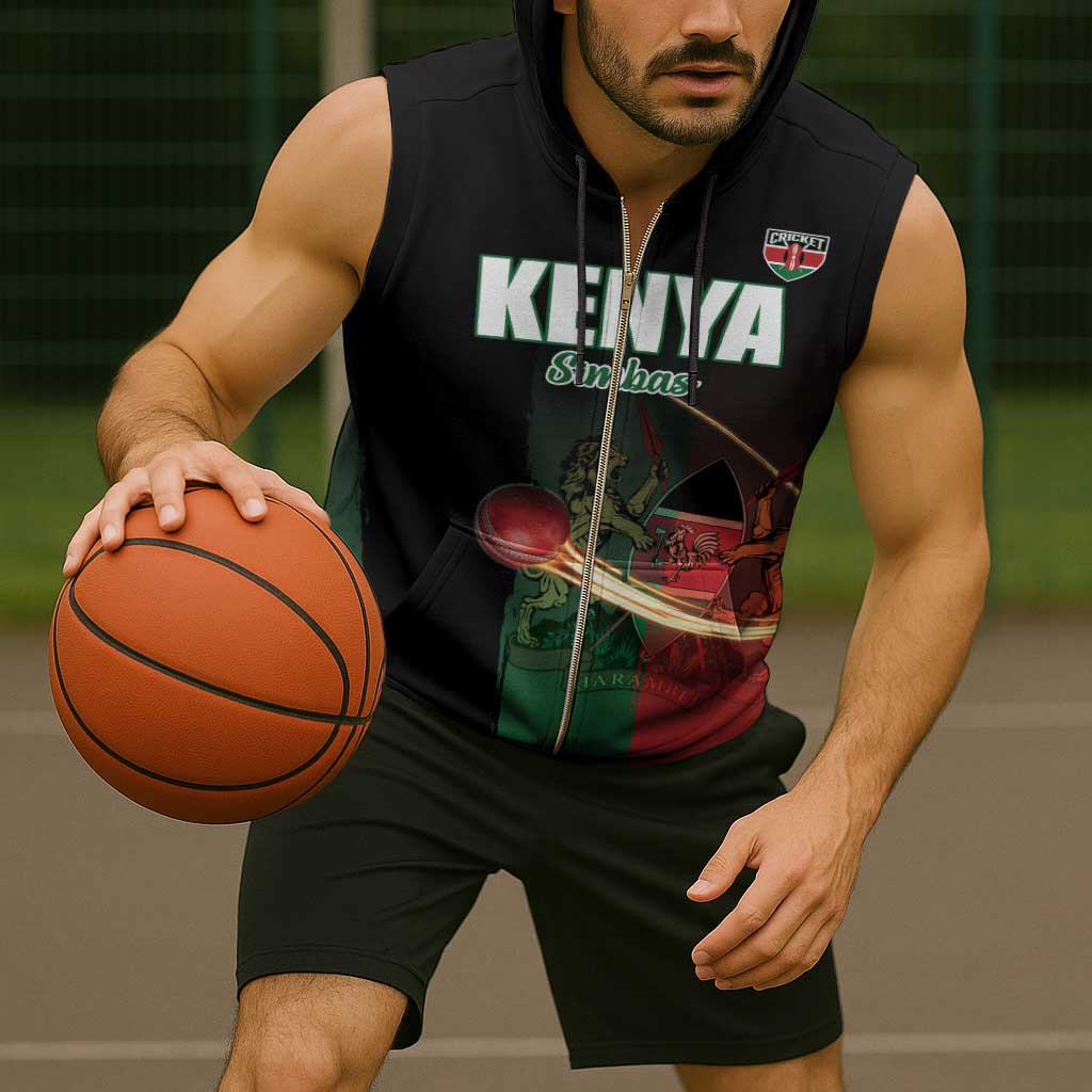 Kenya Cricket Sleeveless Zip Hoodie Go Simbas Go - Wonder Print Shop