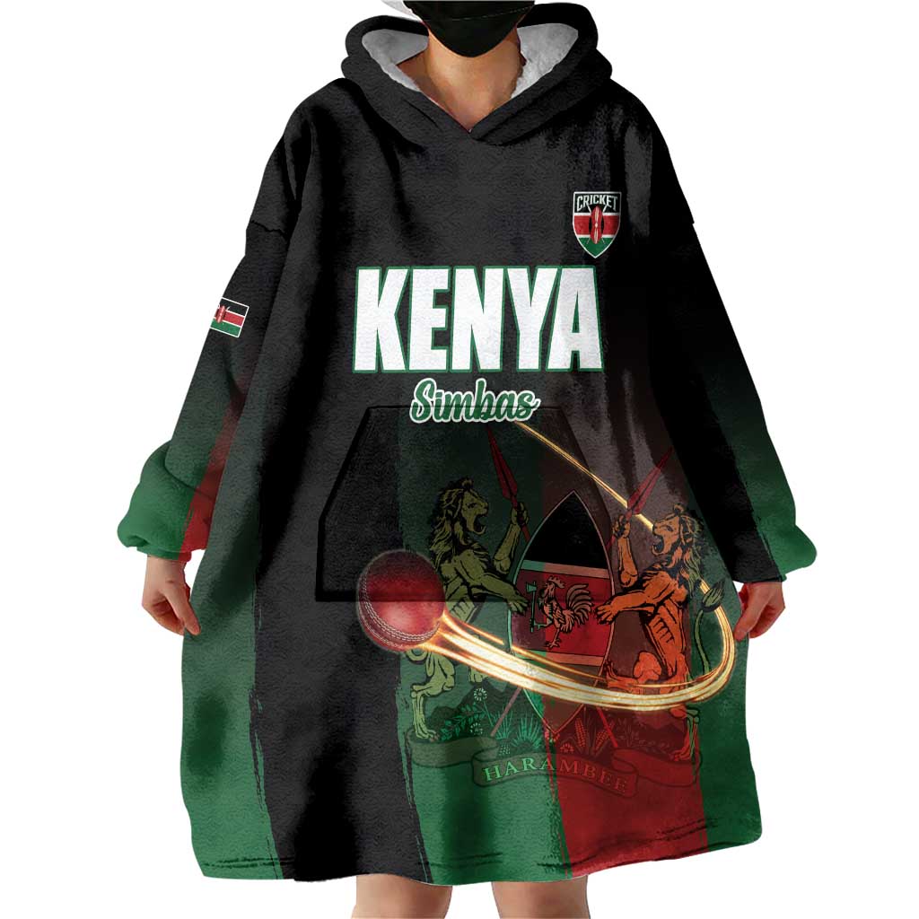 Custom Kenya Cricket Wearable Blanket Hoodie Go Simbas Go - Wonder Print Shop