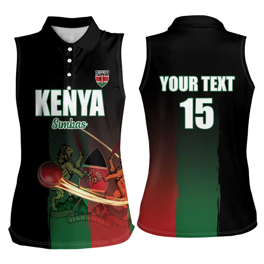 Custom Kenya Cricket Women Sleeveless Polo Shirt Go Simbas Go - Wonder Print Shop