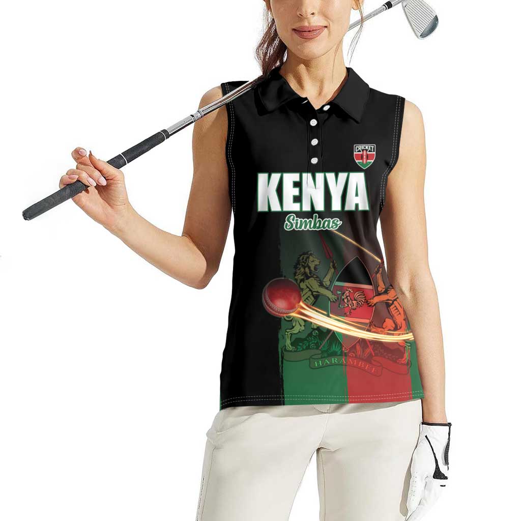 Custom Kenya Cricket Women Sleeveless Polo Shirt Go Simbas Go - Wonder Print Shop