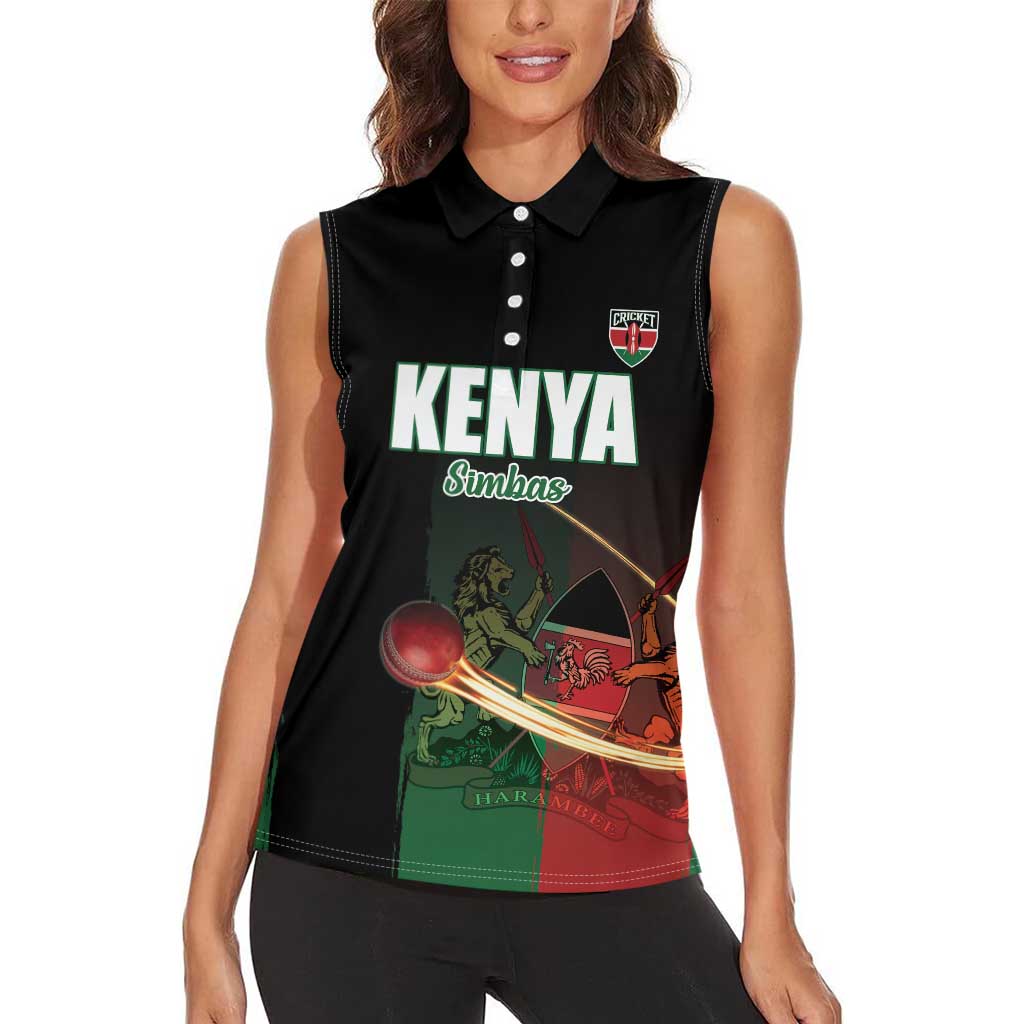 Custom Kenya Cricket Women Sleeveless Polo Shirt Go Simbas Go - Wonder Print Shop