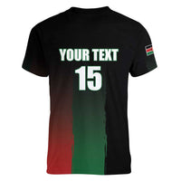 Custom Kenya Cricket Women V-Neck T-Shirt Go Simbas Go - Wonder Print Shop