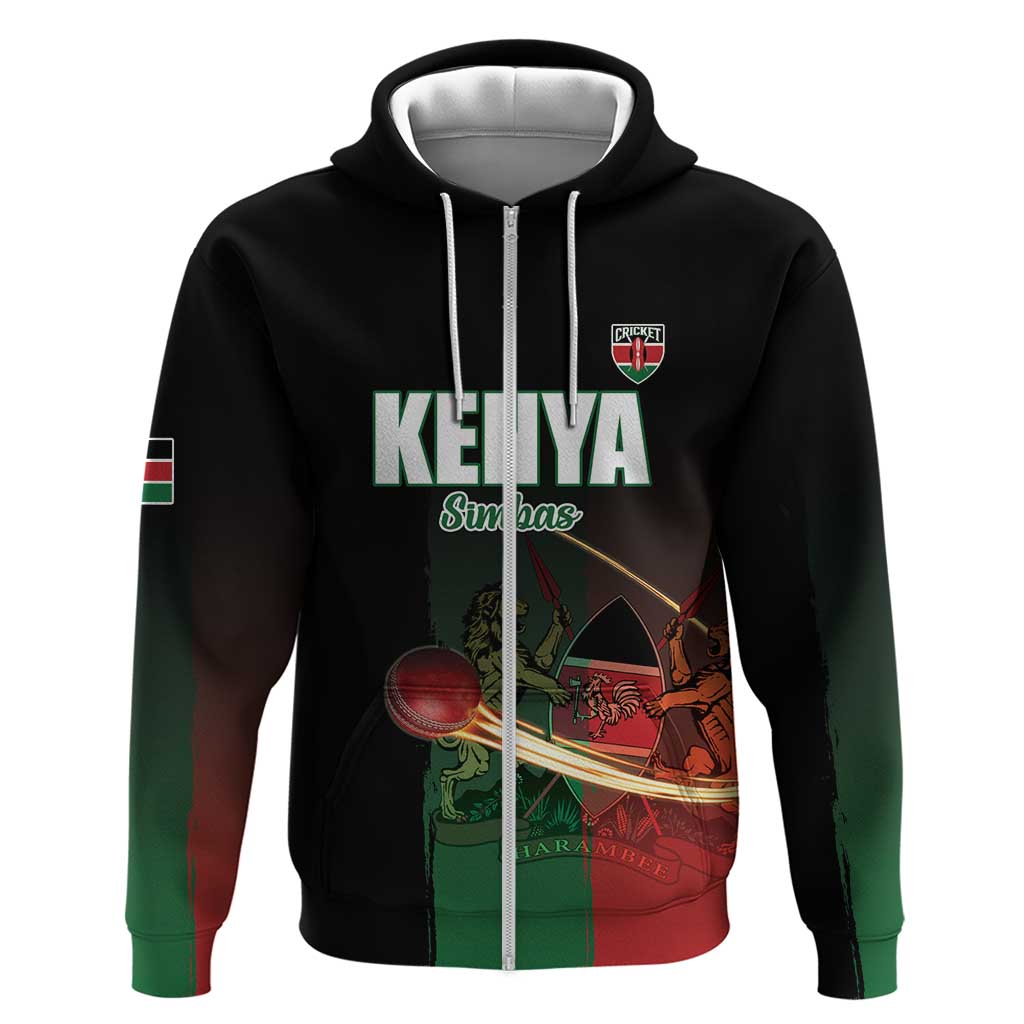 Custom Kenya Cricket Zip Hoodie Go Simbas Go - Wonder Print Shop