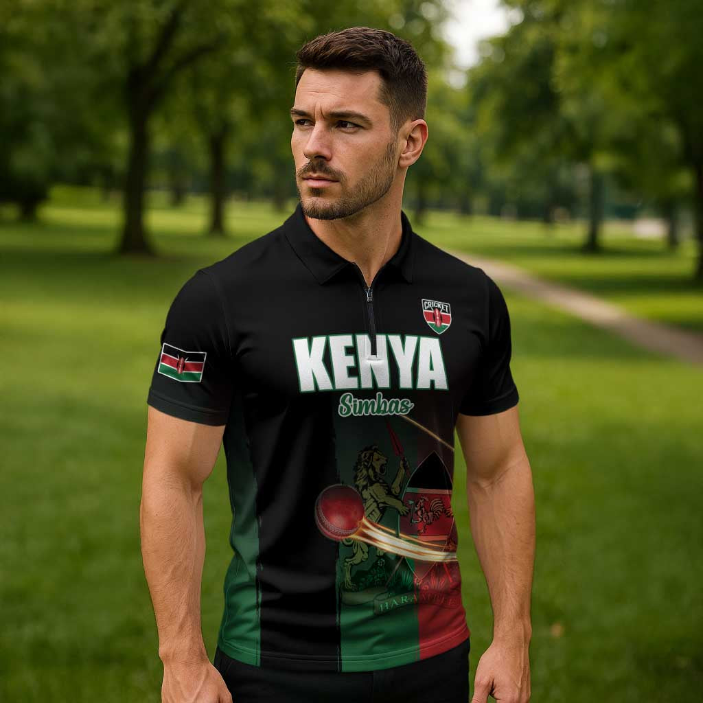 Kenya Cricket Zipper Polo Shirt Go Simbas Go - Wonder Print Shop