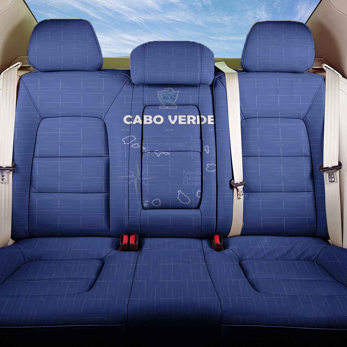 Cape Verde Football Back Car Seat Cover Come On Tubaroes Azuis - Blue - Wonder Print Shop