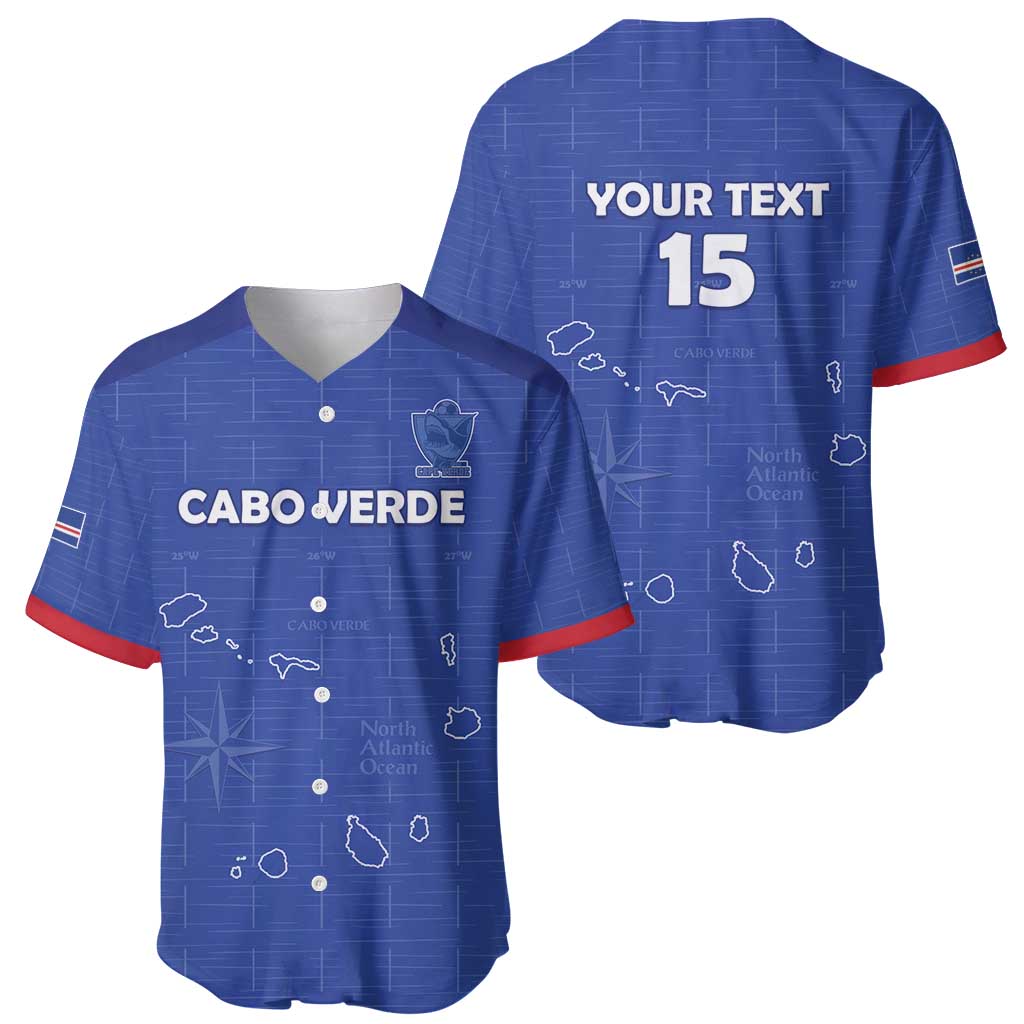 Custom Cape Verde Football Baseball Jersey Come On Tubaroes Azuis - Blue - Wonder Print Shop