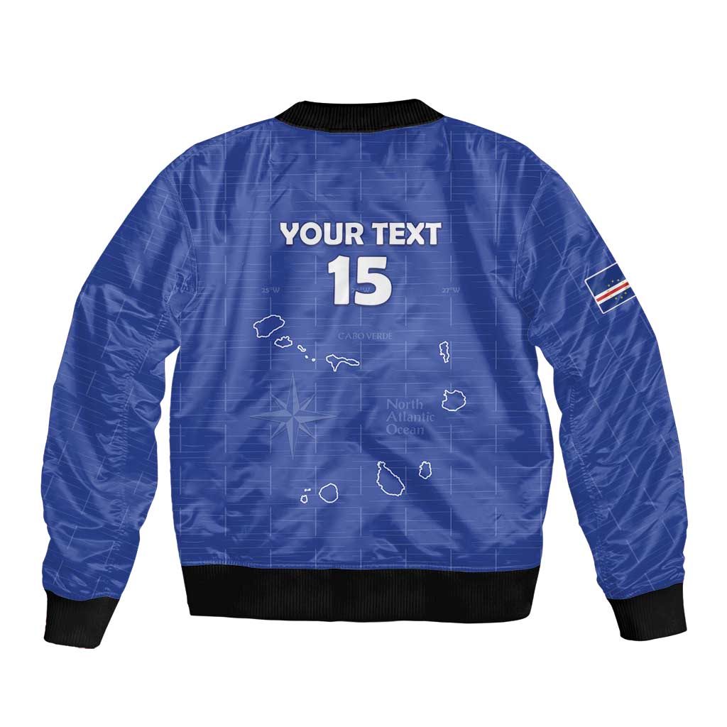Custom Cape Verde Football Bomber Jacket Come On Tubaroes Azuis - Blue - Wonder Print Shop